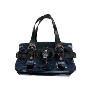 Stuart Weitzman Black Patent And Nylon Bag